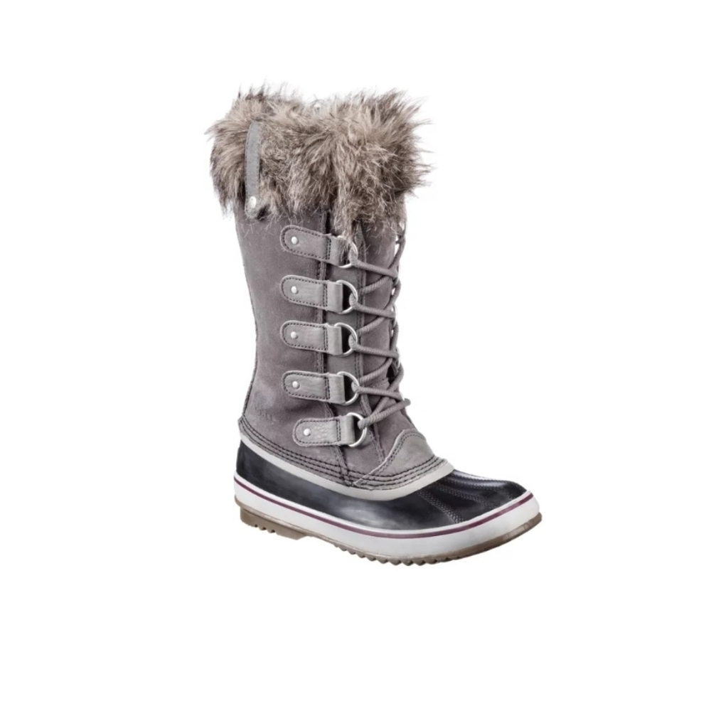 Women's Gray Fur-Trim Winter Boots